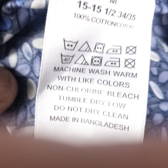 Lucky Brand Shirt Mens 15.5 34 Long Sleeve Button Up Navy Geometric Cowboy Rodeo - Picture 9 of 16